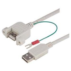 USB A型耦合器线缆,穿壁式母头/A型公头,带地线,0.3米