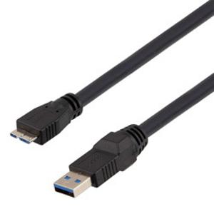 高柔性拖链级USB3.0线缆组件,A型公头/-Micro B型公头, 28/26/22AWG,UL20276, VW-1阻燃等级PVC护套,黑色,3米