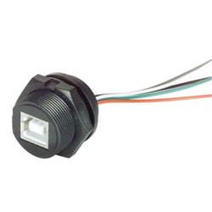 USB 2.0 防水B型插座, 带10in/25.4cm引线