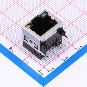 弯插 带LED 网口 RJ45-8P8C-16H半包 带灯 不锈钢壳 B款