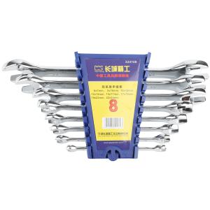 长城精工开口扳手套装双头呆扳手工具组套工业级6-24mm8件