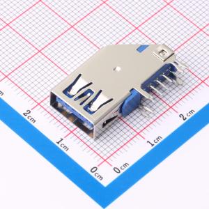 Type-A 母 侧插 USB3.0 AF侧插3.0平口鱼叉脚 蓝胶