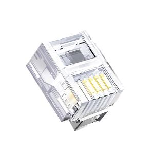 [一整包100个]信霆 XTCR005 4芯 6P4C/RJ11 3U镀金 电话水晶头 透明