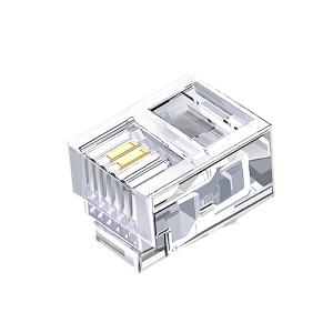 [一整包100个]信霆 XTCR003 2芯 6P2C/RJ11 3U镀金 电话水晶头 透明