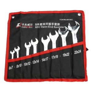 卡夫威尔，挂袋装8件套双开扳手套装，6*7、8*10、10*12、12*14、14*17、17*19、19*22、22*24MM，WR3461