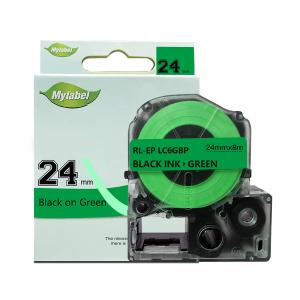 e代经典 24mm绿底黑字标签色带 适用EPSON LW600P;LW700;锦宫SR530C;SR550CC LK-6GBP