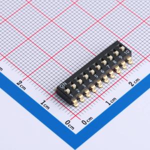 拨码开关贴片式 2.54mm间距,编带 宽脚 10PIN/位 高推 黑色