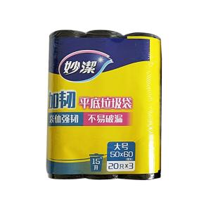 MIAOJIE(妙洁) 加韧平底垃圾袋50*60CM大号3卷装 60只 6917751430878