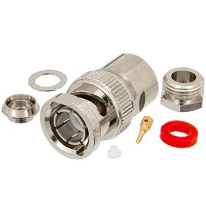 75欧姆BNC直型公头连接器,夹持式/焊接附件,适用于同轴电缆 RG59、RG62、RG71