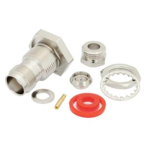 TNC母头直型穿墙连接器,夹持式/焊接附件,适用于同轴电缆 RG58、RG55、RG141、RG142、RG223、RG400,D孔0.48英寸