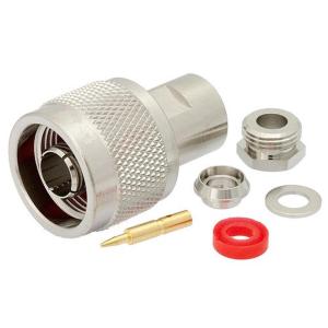 N型直式公头连接器,夹持式/焊接附件,适用于同轴电缆 RG58、RG55、RG141、RG142、RG223、RG400、RG303、PE-C195、PE-P195、LMR-195