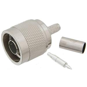 N型直式公头连接器,压接/压接附件,适用于同轴电缆 RG55、RG141、RG142、RG223、RG400