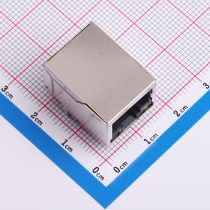 RJ45插座 连接器 单口 内置千兆以太网变压器 1000M 10P10C 带LED 带屏蔽 90度卧插