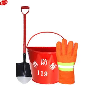 谋福CNMF  477 消防桶消防铲子黄沙桶水桶半圆红色消防器材[消防桶铁锹手套(消防备用套装)]定做款