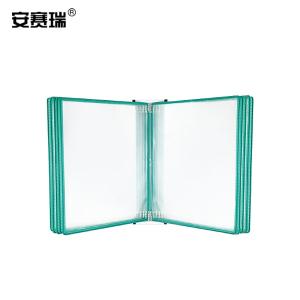安赛瑞 磁吸式壁挂文件展示架 车间挂墙式SOP10页金属翻页活动夹 设备操作流程文件夹(绿)12279