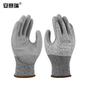 安赛瑞 防割手套5级 安全耐磨防抓防切割五级PU涂层涂掌防滑手套 劳保防护 L码 10970