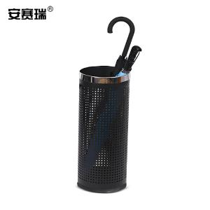 安赛瑞 雨伞桶 黑色烤漆不锈钢雨伞筒 雨伞收纳桶 雨伞存放筒 酒店餐厅雨伞收纳桶 17309