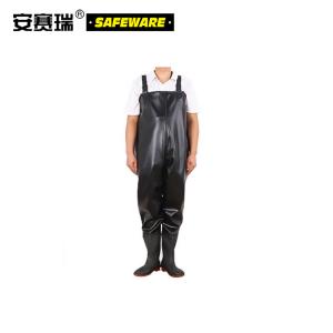 安赛瑞 半身连体下水裤 钓鱼捕鱼鱼塘水库作业PVC防水裤 水产加工作业背带裤加厚耐磨 44码 13985