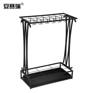 安赛瑞 铁艺雨伞架(黑)创意金属雨伞架 办公室落地雨伞架 商业办公场所金属雨伞放置架 13961