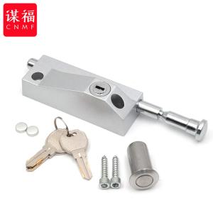 谋福(CNMF)安全锁 地锁地弹门插销锁 自动旋转门地锁(砂银钥匙款)