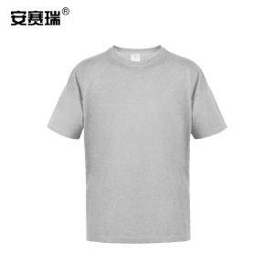 安赛瑞 短袖棉T恤衫 文化衫衣服工作服 聚会团队服柔软舒适广告衫 4XL码 中麻灰 13608