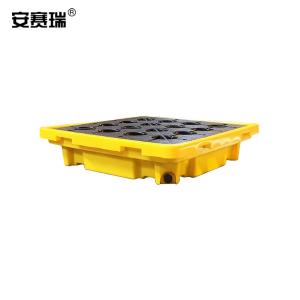 安赛瑞 防渗漏托盘 油桶防盛漏托盘泄漏卡板 塑料危废化学品油桶接油盘 防溢平台 67×67×15cm 单桶 200218