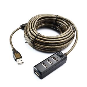 SLOVJO(赛瑞捷)USB2.0延长线3米一拖四分线器加长4口公对母带供电口电源开关