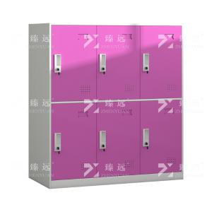 臻远ZY-GYGC-38 彩色书包柜员工宿舍更衣柜矮柜多门储物柜 六门玫红色