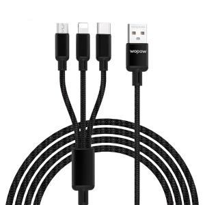 沃品(WOPOW) 沃品LC927快充线1一拖三适用于苹果Type-c安卓手机充电线1.2米 黑色