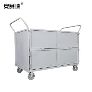 安赛瑞 周转手推板车 重型搬运仓储低躁音折叠工具网笼车 板车小号灰色橡胶轮 200504