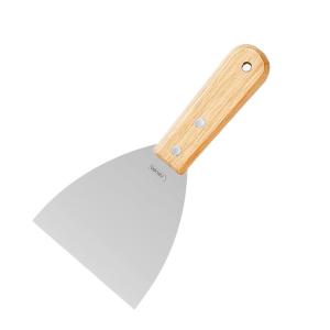 deli(得力工具) 木柄油灰刀腻子抹灰刮刀铲刀 锋利清洁铲子修整墙面 DL-HD4C木柄4寸(银)
