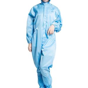 安赛瑞 连体服 导电纤维无尘净化洁净工作服带帽 工厂车间 S码蓝色适合身高155cm至160cm 10952