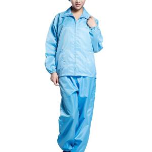 安赛瑞 分体服套装 导电纤维无尘净化洁净工作服 工厂车间 XXXL码蓝色适合身高180cm至185cm 10969