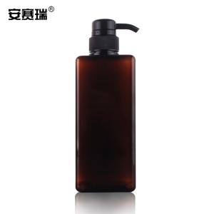 安赛瑞 按压式分装瓶 450ML 洗手液消毒液乳液收纳瓶 便携式旅行洗发沐浴露空瓶 四方棕色 25095