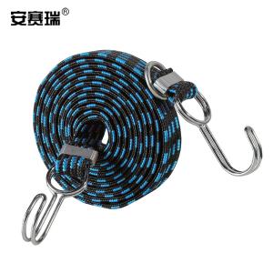 安赛瑞 弹力捆绑绳 多用途货架行李自行车驮包橡皮筋绳 后备箱钩绳蓝黑宽3cm长2m 25078
