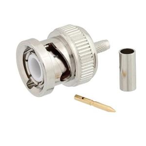 BNC 公头连接器,中心pin针压接工艺/铜套压接工艺,适用同轴电缆 0.100 英寸,RG316,RG174,RG188,LMR-100,LMR-100,LMR-100-FR,PE-C100,PE-B100