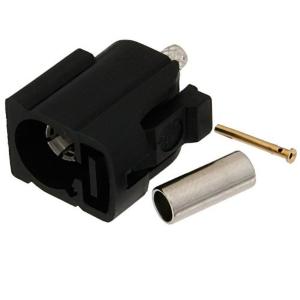 FAKRA 母头连接器,中心pin针焊接工艺/铜套压接工艺,适用同轴电缆RG188-DS,RG316-DS,黑色