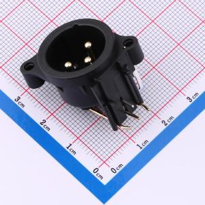 3Pin 卧式公座 镀金 螺丝孔接地