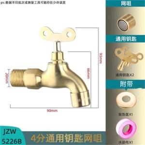 家中王带锁水龙头全铜户外防盗水4分带钥匙洗衣机龙头室外拖把池6分单冷 4分通用钥匙网嘴