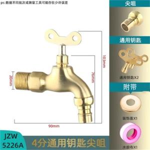 家中王带锁水龙头全铜户外防盗水4分带钥匙洗衣机龙头室外拖把池6分单冷 4分通用钥匙尖嘴