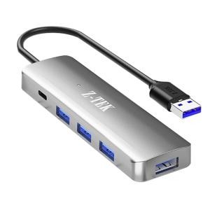 力特科技(Z-TEK)USB 3.0 转4口集线器 + TYPE C 供电口 LED指示灯 1.5米 ZY453-015