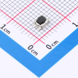 3*4*2mm 按键开关 四脚 梅花小龟 白色 弹力250g 无定位 黑柄 编带