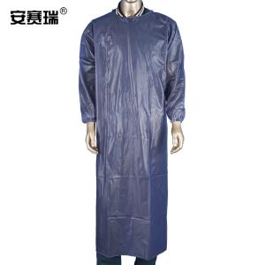 安赛瑞 防水围裙长袖 成人反穿罩衣 半透明食堂餐饮防油污劳保大褂 长142cm宽140cm 深蓝 300180