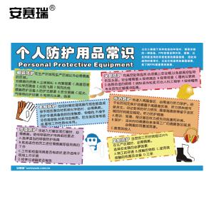 安赛瑞 安全教育挂图(个人防护用品常识)安全宣传海报 塑料板 50×75cm 30418