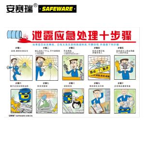 安赛瑞 安全生产月挂图 泄露应急处理十步骤 安全教育海报 塑料板 30413