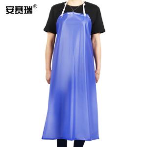 安赛瑞 防水工作围裙 耐磨PVC围裙 加大水产厨房工业皮围裙 120x90cm 蓝色 300181