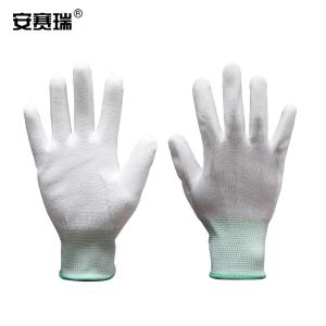 安赛瑞 尼龙手套  PU涂掌浸胶涂层防滑  耐磨防滑透气劳保手套   M 301183