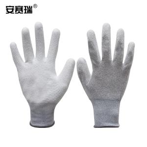 安赛瑞 碳纤维防静电手套 PU涂掌工作手套  无尘车间劳保手套 L 301165