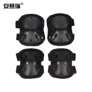 安赛瑞 战术护膝护肘 爬行护具套装 户外训练野战骑行防护装备4件套 黑色 300395