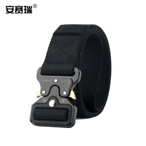 安赛瑞 户外战术腰带 多功能作训腰带户外装备裤腰带 尼龙工装腰带 3.8cm宽 黑色 300399